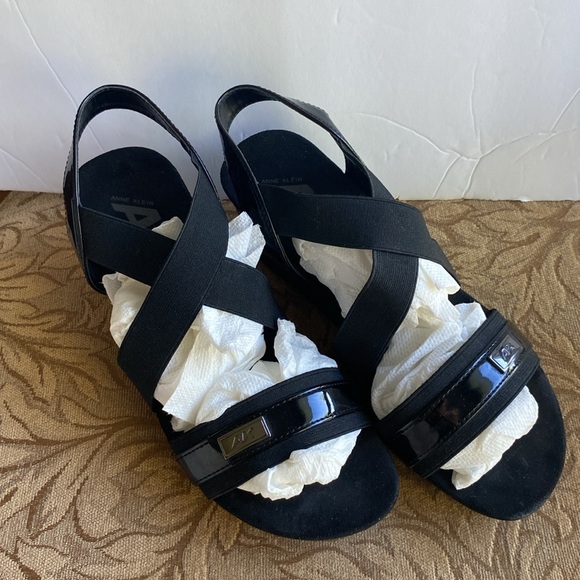 AK Anne Klein sherry sling back wedge heel elastic cross band textile upper 8🌹 - Picture 13 of 13